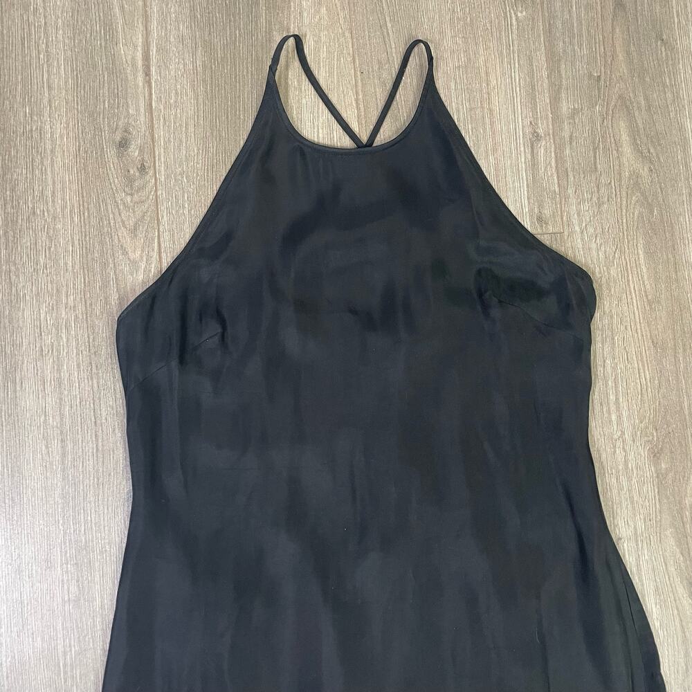 Madewell Dress WMNS 4 Black Halter Slip Midi Cross Back Cupro 90s Minimalist - Picture 7 of 10
